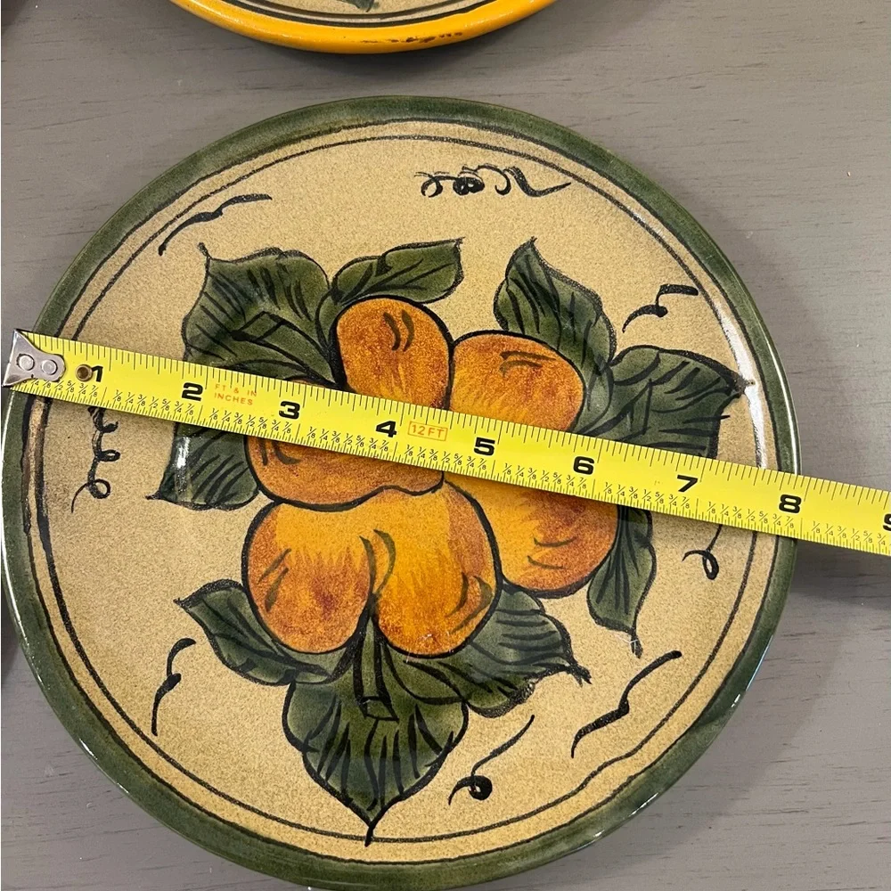 Vintage Mexican Dessert Bread Appetizers Plates Set Of 4 Fruit Hand Painted
